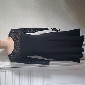 Nine West Black Dress, with lace neckline, Size 4